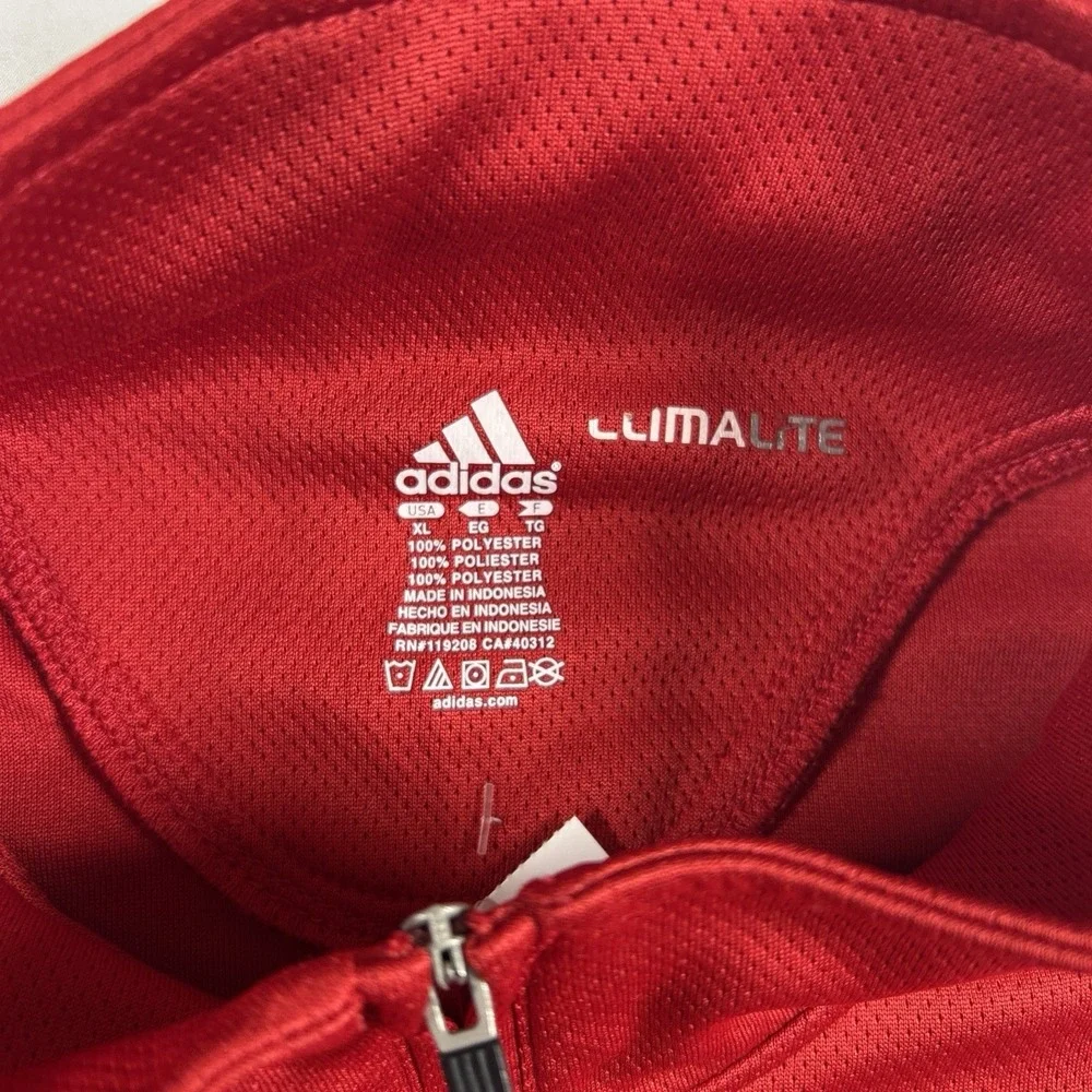 Wisconsin Badgers Sweater Men Extra Large Red White Adidas Climalite 1/4 Zip XL